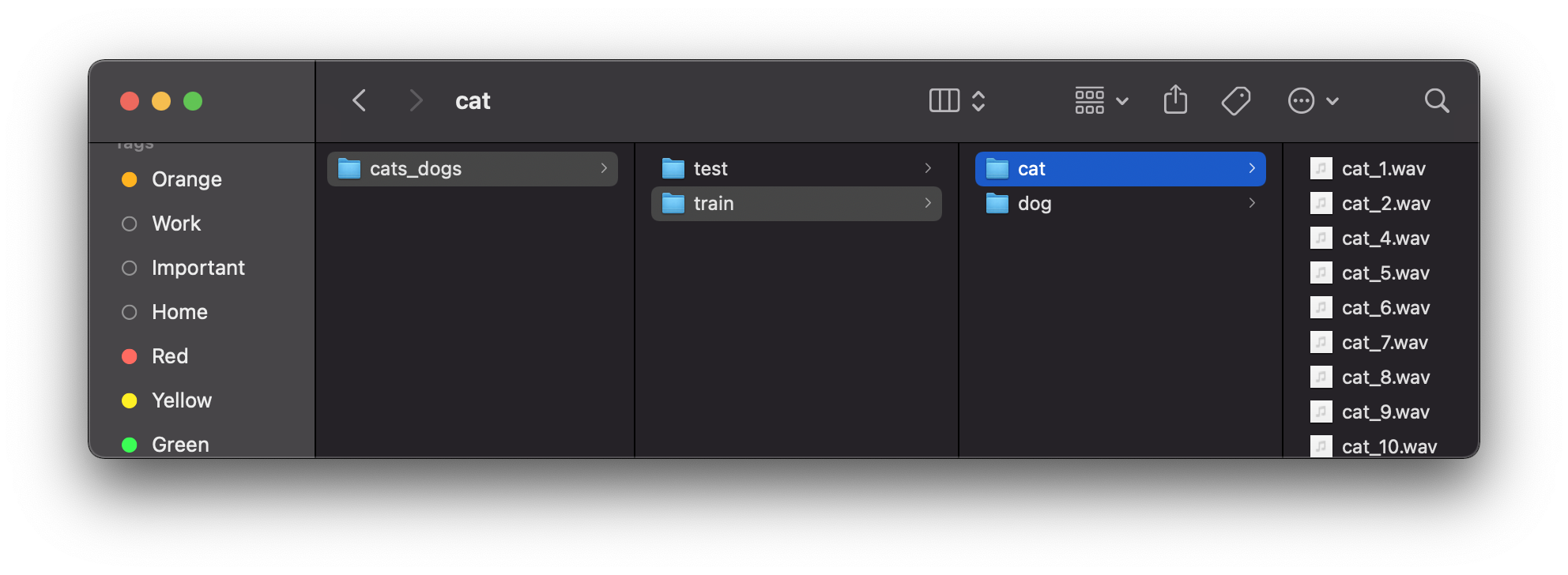 Training data folder structure